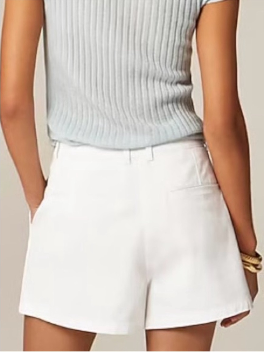 J. Crew Heritage Pleated Shorts Women's 10 Chino White Cotton Casual Preppy NWT - Picture 2 of 9
